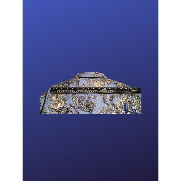 TALBOTS HABERDASHERY PETITES Blouse Shirt, BLUE/CRM/BLACK PAISLEY, Size 2P, NWOT - Picture 7 of 8